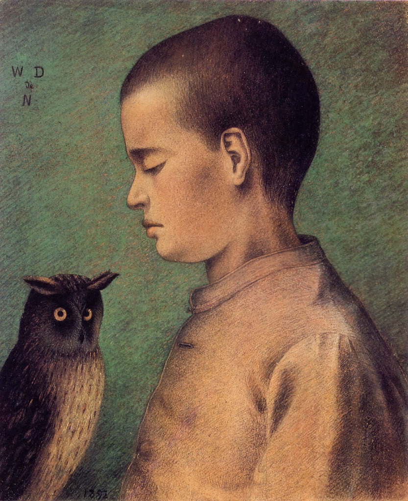 Boy With Owl by William Degouve de Nuncques,A3(16x12")Poster