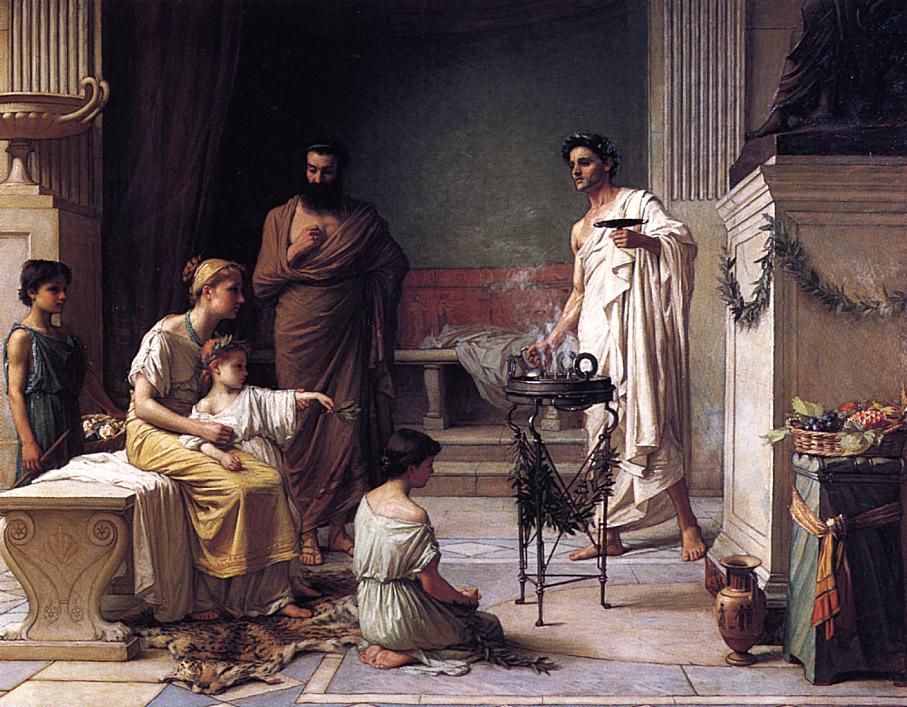 A Sick Child Brought into the Temple of Aesculapius, vintage artwork by John William Waterhouse, 12x8" (A4) Poster
