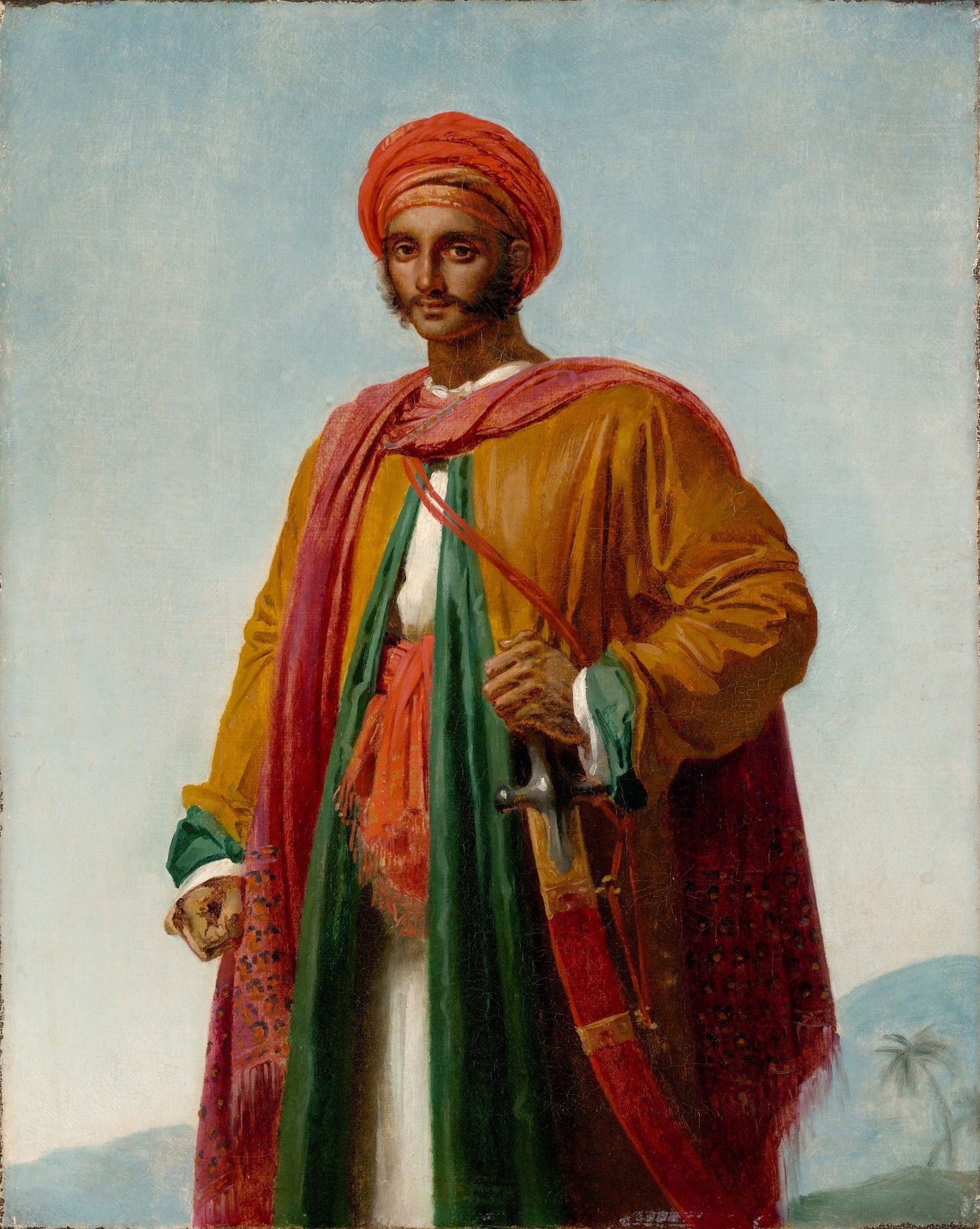 Portrait of an Indian (study), vintage artwork by Anne-Louis Girodet de Roussy-Trioson, 12x8" (A4) Poster