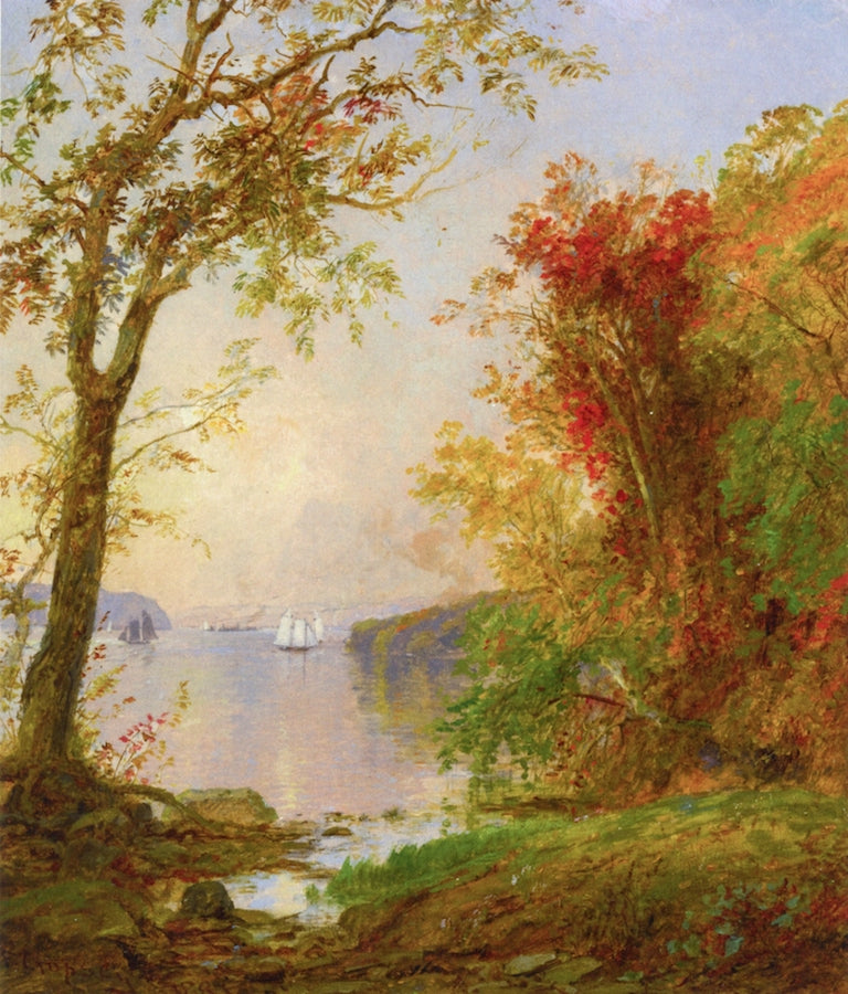 Boating on the Hudson, vintage artwork by Jasper Francis Cropsey, 12x8" (A4) Poster