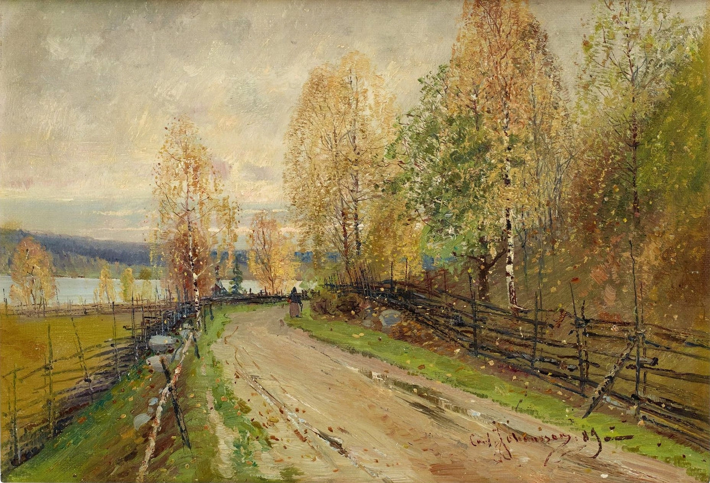 Down Towards the Lake, vintage artwork by Carl Johansson, 12x8" (A4) Poster