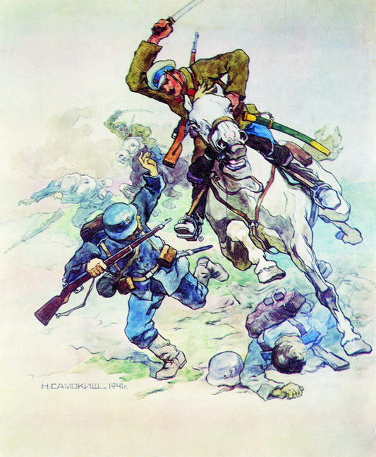 The Enemy Will Be Defeated, vintage artwork by Nikolai Samokish, 12x8" (A4) Poster