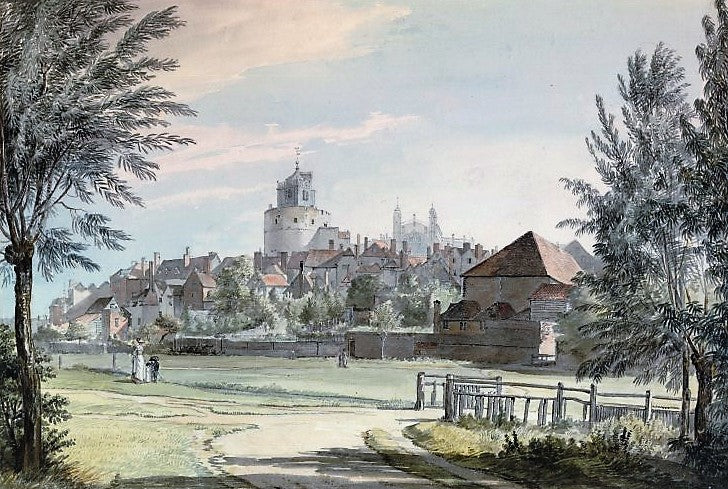 Julius Caesar's Tower, Windsor, vintage artwork by Paul Sandby , R.A., 12x8" (A4) Poster