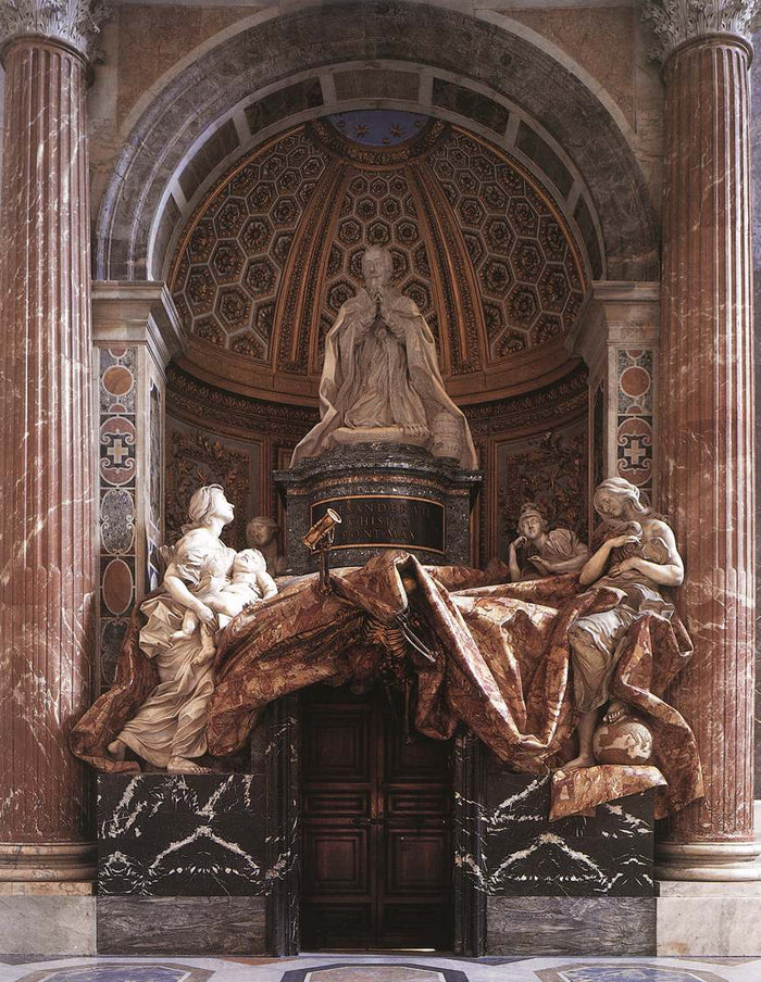 Tomb of Pope Alexander VII, vintage artwork by Gian Lorenzo Bernini, 12x8