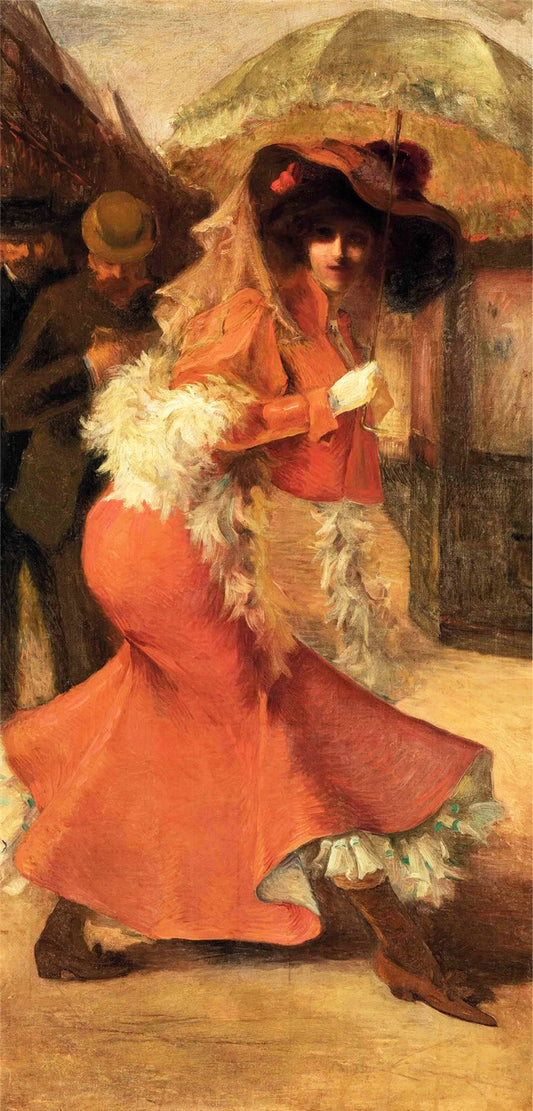 The umbrella, vintage artwork by Albert Guillaume, 12x8" (A4) Poster