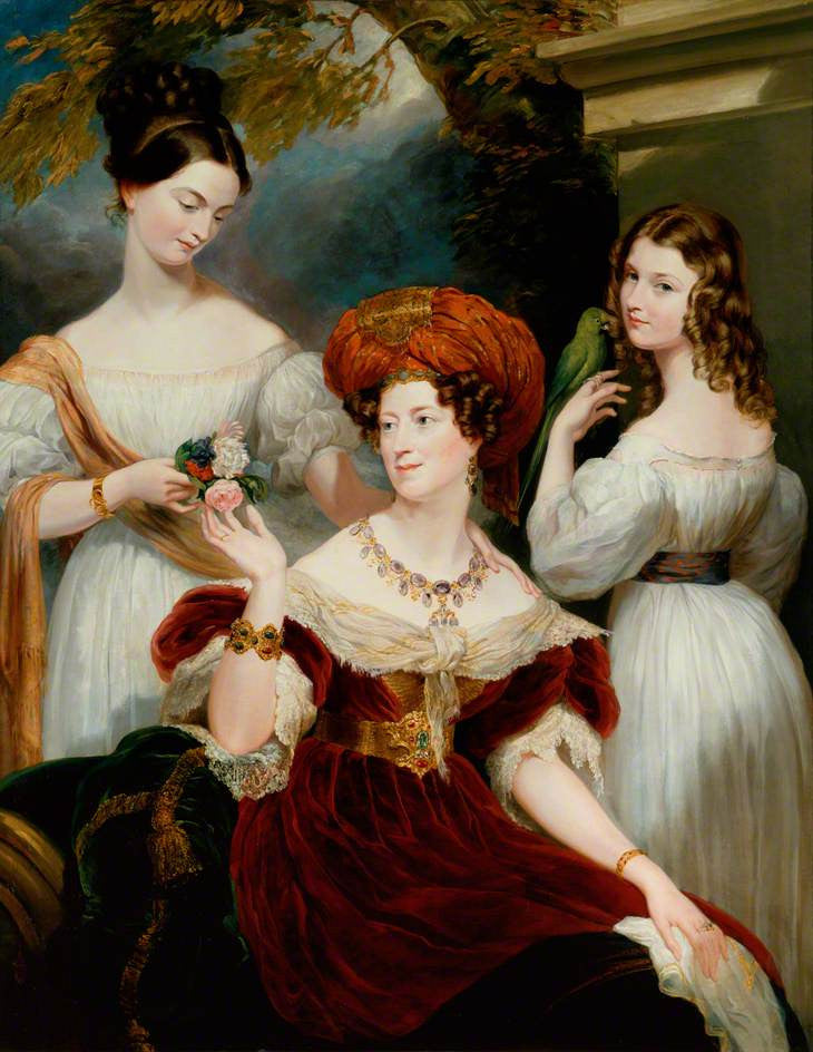 Lady Elizabeth Stuart de Rothesay, and Her Daughters Charlotte and Louisa, vintage artwork by George Hayter, 12x8" (A4) Poster