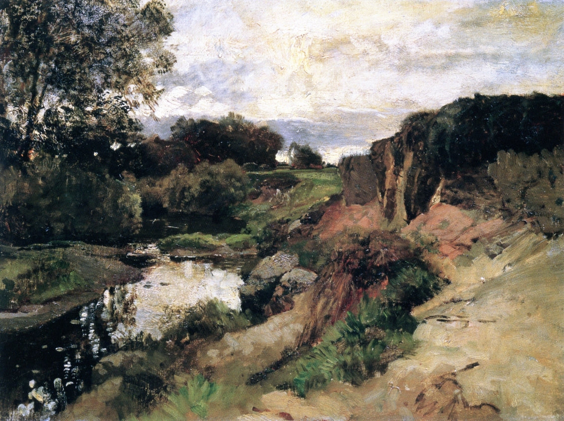 by  Tulln Stream near Plankenberg, vintage artwork by Emil Jacob Schindler, 12x8" (A4) Poster
