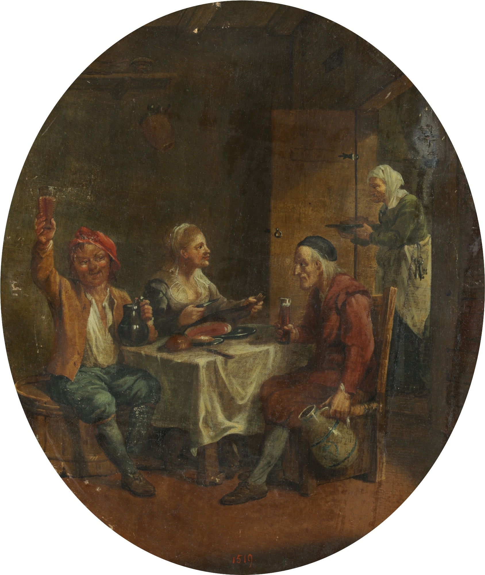 Allegories of the Five Senses - Taste (Peasants at Table), vintage artwork by Johann Heinrich Tischbein the Elder, 12x8" (A4) Poster