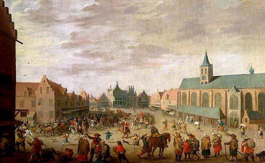 The Market Place at Amersfoort, vintage artwork by Joost Cornelisz. Droochsloot, 12x8" (A4) Poster