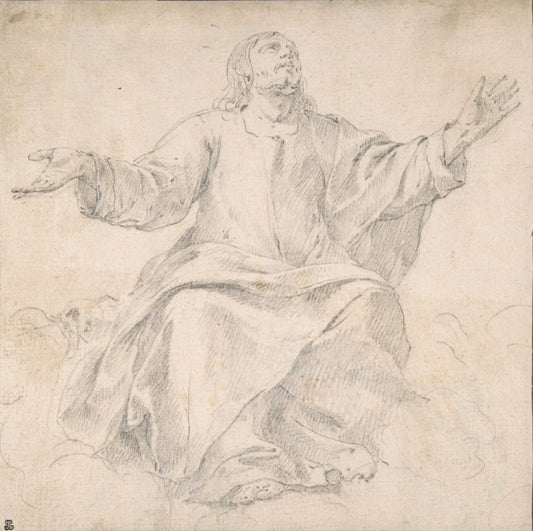 Study for Christ as Mediator, vintage artwork by Jean Daret, 12x8" (A4) Poster