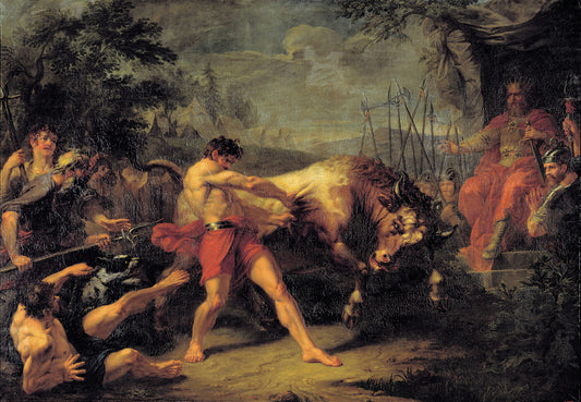 Jan Usmar Fighting the Bull, vintage artwork by Gigory Ugryumov, 12x8" (A4) Poster
