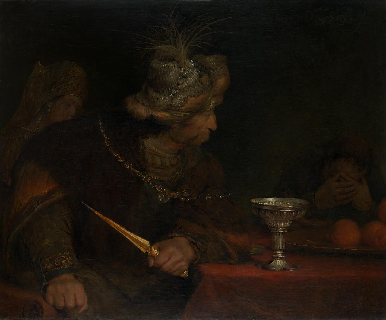 King Ahasuerus Condeming Haman, vintage artwork by Aert de Gelder, 12x8" (A4) Poster