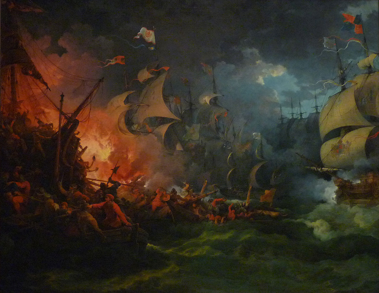 The Defeat of the Invincible Armada, vintage artwork by Philippe-Jacques de Loutherbourg, 12x8" (A4) Poster