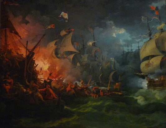 The Defeat of the Invincible Armada, vintage artwork by Philippe-Jacques de Loutherbourg, 12x8" (A4) Poster