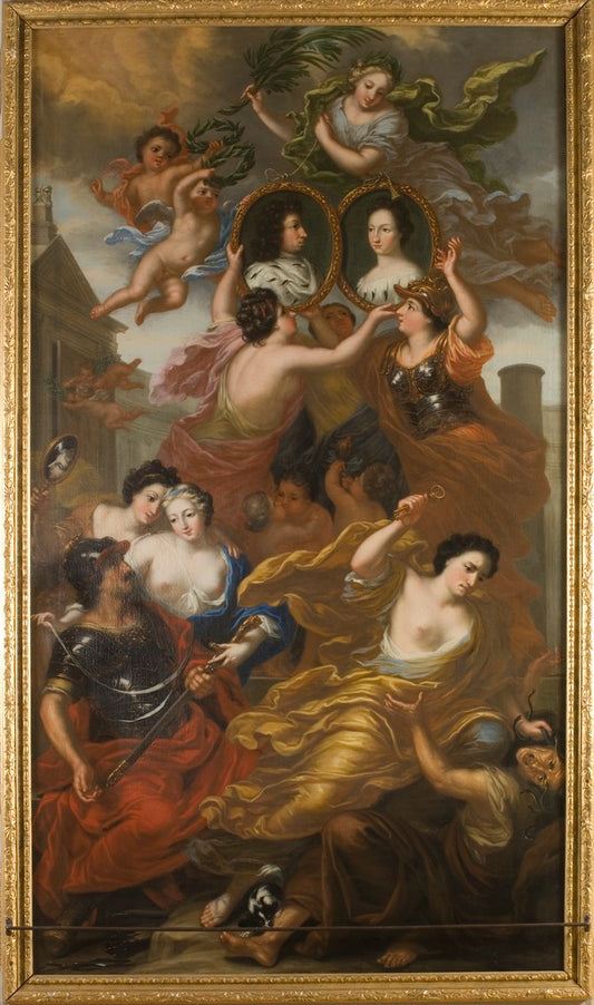 Allegory of King Charles XI and Queen Ulrika Eleonora, vintage artwork by David Klocker Ehrenstrahl, 12x8" (A4) Poster