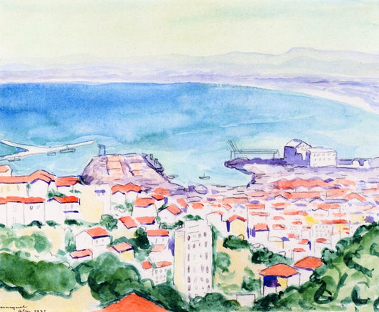 Algiers, The Harbor, View from the Heights, vintage artwork by Albert Marquet, 12x8" (A4) Poster