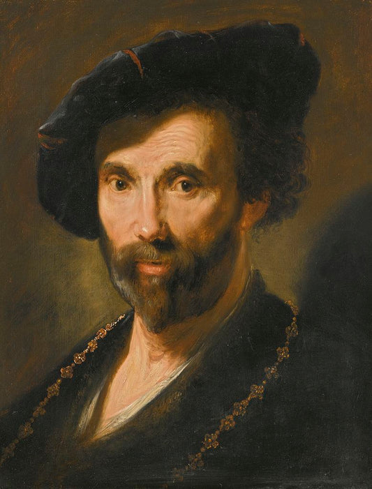 Portrait of a Man with a Pointed Beard, vintage artwork by Jacques des Rousseaux, 12x8" (A4) Poster