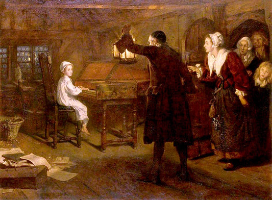 The Child Handel, Discovered by  His Parents, vintage artwork by Margaret Isabel Dicksee, 12x8" (A4) Poster