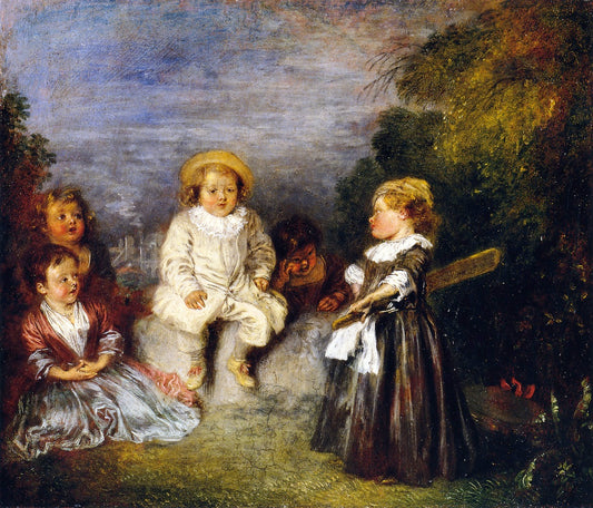 The Happy Day, vintage artwork by Jean-Antoine Watteau, 12x8" (A4) Poster