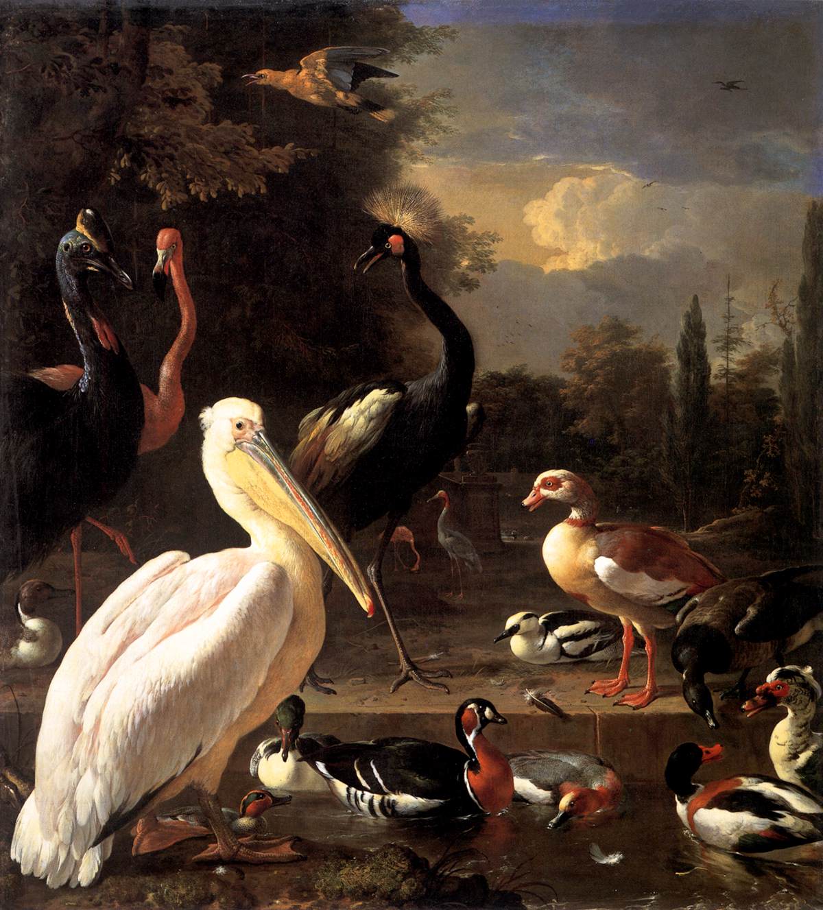 The Floating Feather, vintage artwork by Melchior d'Hondecoeter, 12x8" (A4) Poster
