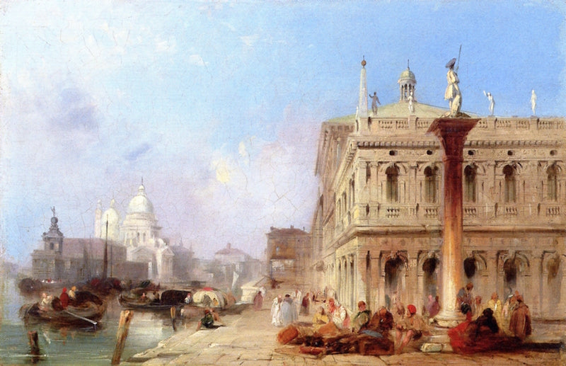 The Entrance to the Grand Canal, Venice from the Piazetta...., vintage artwork by Edward Pritchett, A3 (16x12") Poster Print