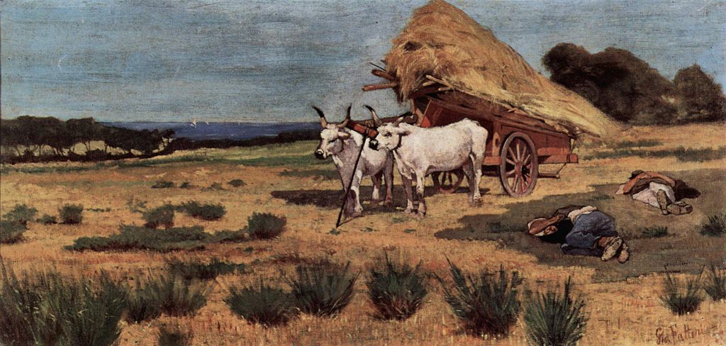 Rest in the Maremma with Ox Cart, vintage artwork by Giovanni Fattori, 12x8" (A4) Poster