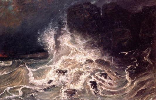 Breakers at Granville Point, vintage artwork by Paul Huet, A3 (16x12") Poster Print