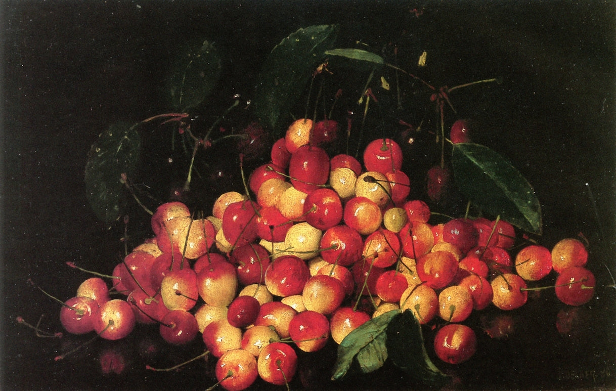Still Life with Sour Cherries by Joseph Decker,A3(16x12")Poster