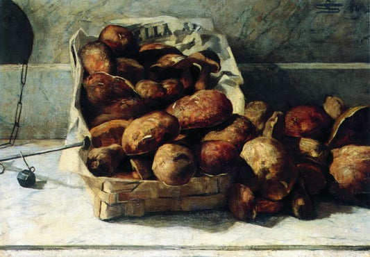 Funghi, vintage artwork by Giovanni Segantini, 12x8" (A4) Poster