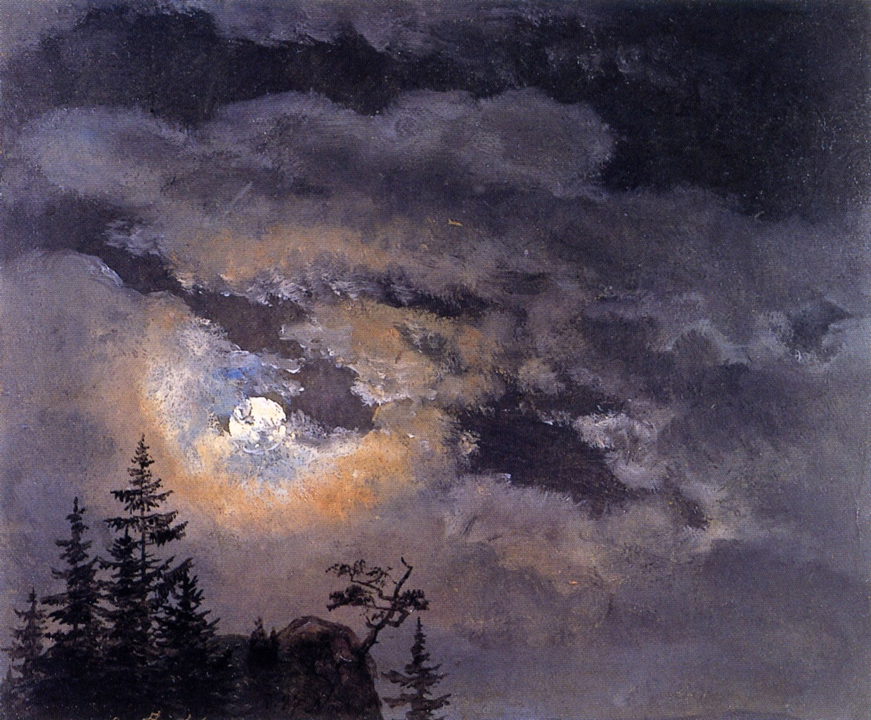 Study of Clouds at Full Moon, vintage artwork by Johan Christian Claussen Dahl, A3 (16x12") Poster Print