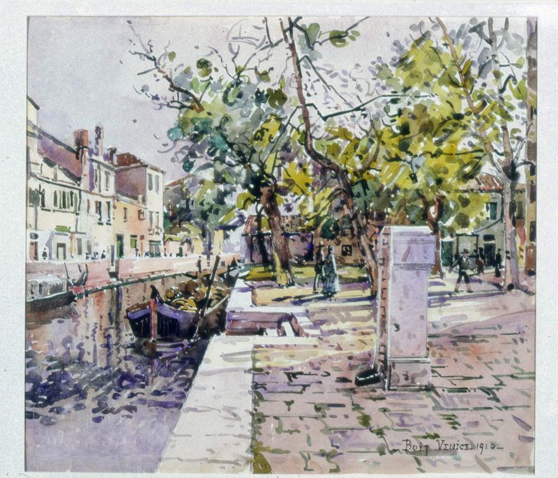 Venice: Afternoon on the Campo San Trovaso, vintage artwork by Edward Darley Boit, 12x8" (A4) Poster