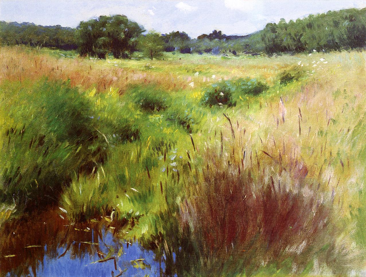 Marshland, Medfield, vintage artwork by Dennis Miller Bunker, 12x8" (A4) Poster