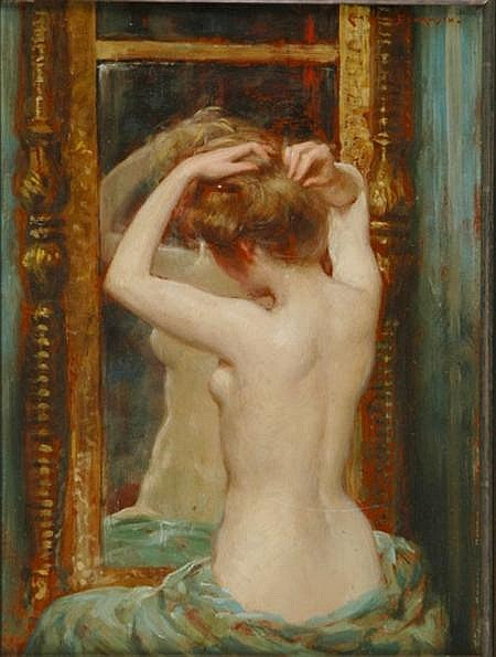 The Old Pier Glass by James Carroll Beckwith,A3(16x12")Poster