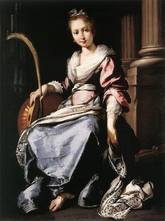 St Cecilia, vintage artwork by Bernardo Strozzi, 12x8" (A4) Poster