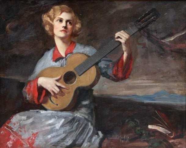 Madchen mit Gitarre by Geza Kukan,16x12(A3) Poster