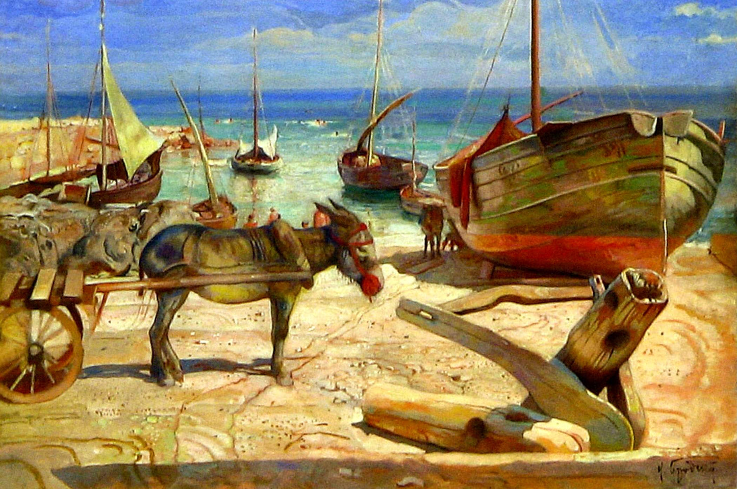 Donkey on Capri, vintage artwork by Isaak Brodsky, 12x8" (A4) Poster