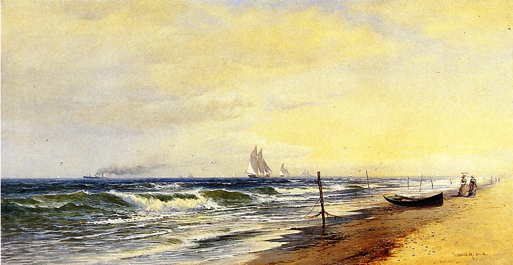 The Beach at Seabright, vintage artwork by Francis A. Silva, 12x8" (A4) Poster