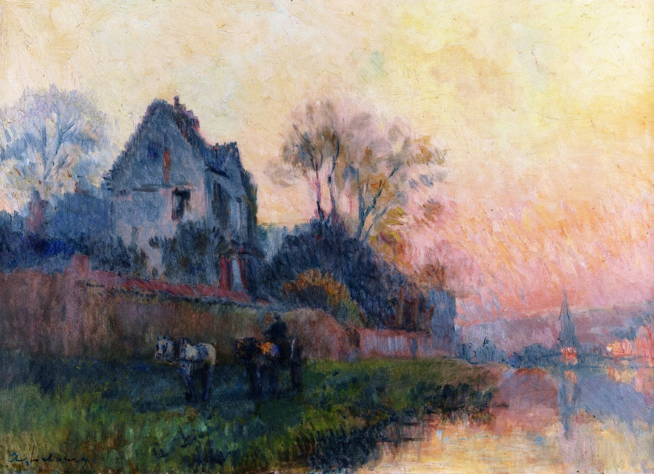 Banks of the Seine at Chatou, vintage artwork by Albert Lebourg, 12x8" (A4) Poster
