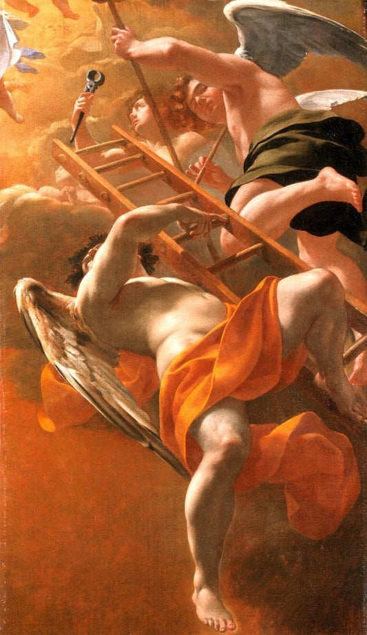 Angels Bearing the Instruments of the Passion, vintage artwork by Simon Vouet, 12x8" (A4) Poster