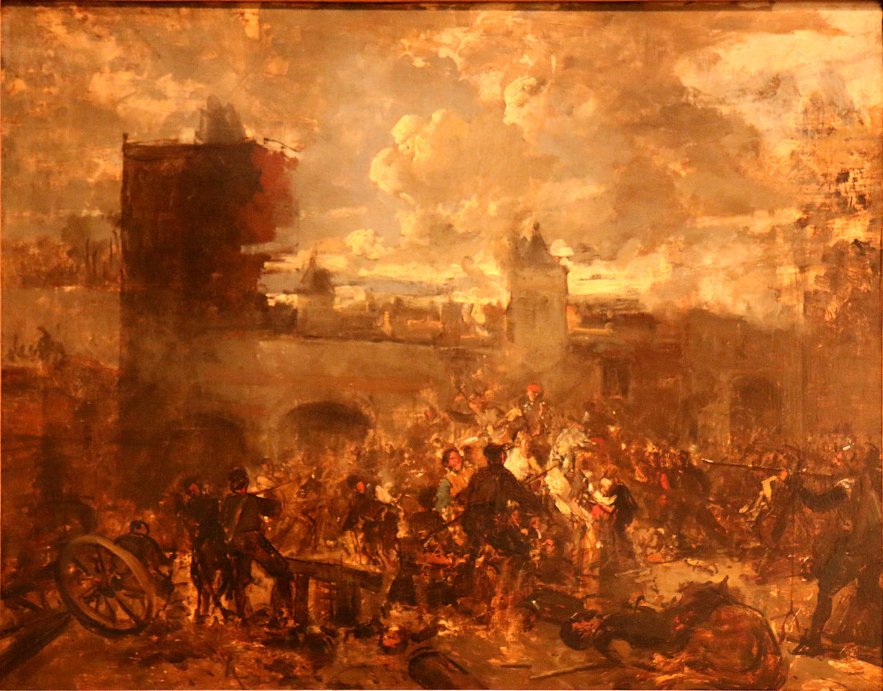 French fury in Antwerp in 1583 (Sketch), vintage artwork by Jan August Hendrik Leys, A3 (16x12") Poster Print