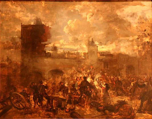 French fury in Antwerp in 1583 (Sketch), vintage artwork by Jan August Hendrik Leys, A3 (16x12") Poster Print