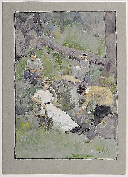 Woodland Gathering, vintage artwork by Francis Luis Mora, 12x8" (A4) Poster