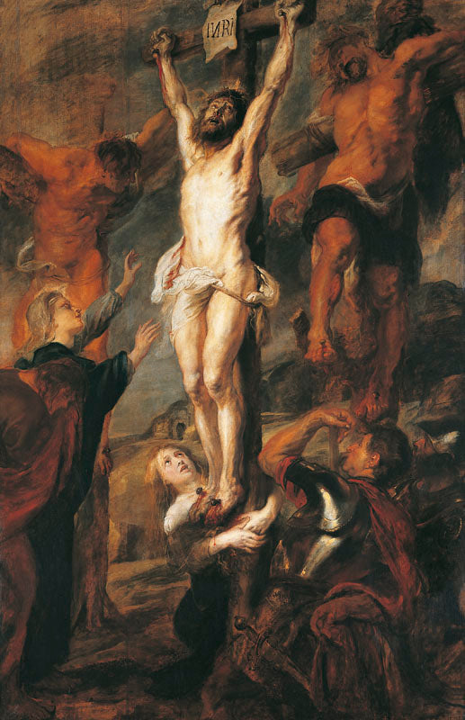 Christ between Two Thieves, vintage artwork by Peter Paul Rubens, 12x8" (A4) Poster