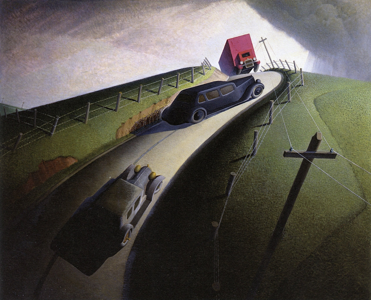 Death on Ridge Road by Grant Wood,16x12(A3) Poster