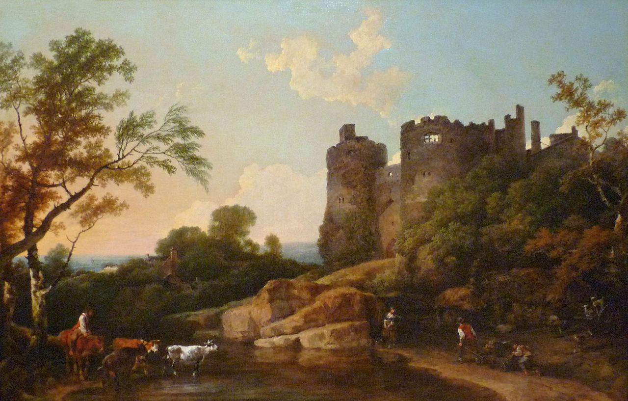Landscape with Harlech Castle, vintage artwork by Philippe-Jacques de Loutherbourg, 12x8" (A4) Poster