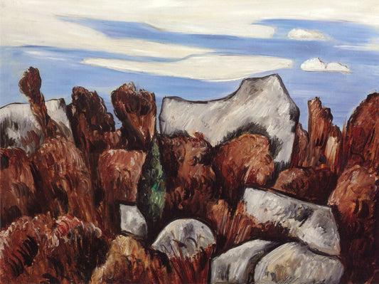 Cynical Blue, Jovial Brown, Dogtown, vintage artwork by Marsden Hartley, 12x8" (A4) Poster