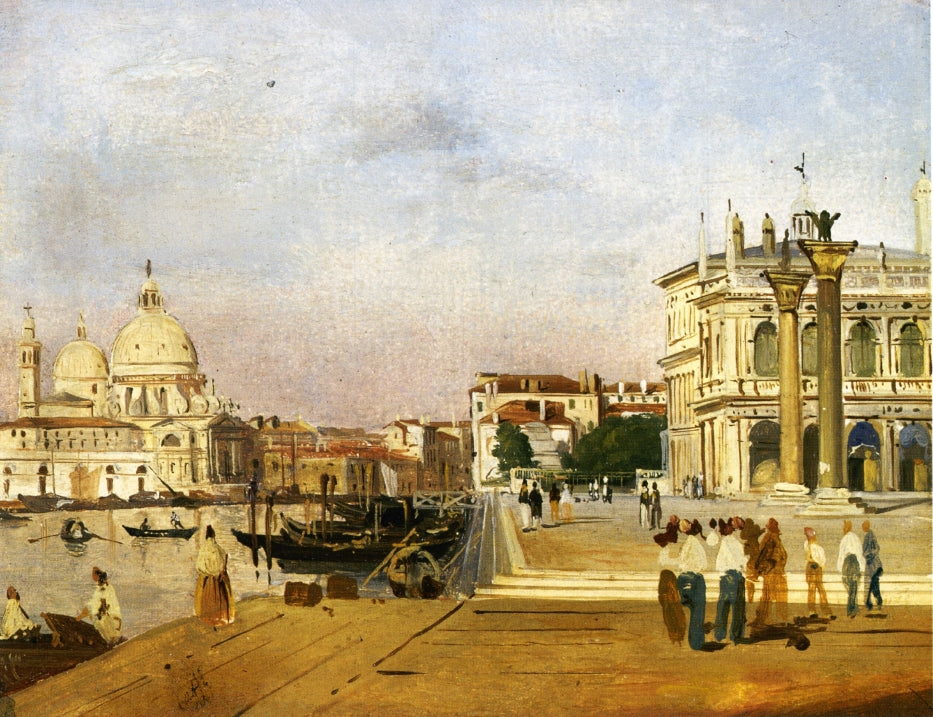 Venice, the Molo towards Ovest, vintage artwork by Ippolito Caffi, A3 (16x12") Poster Print