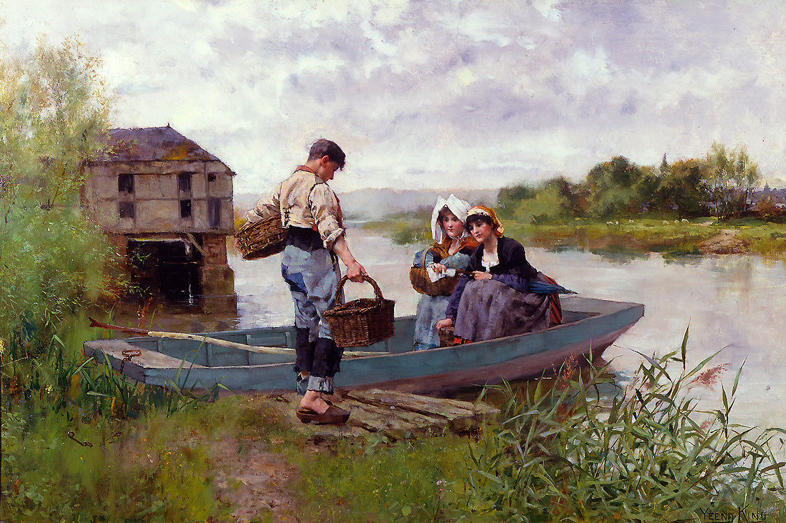 Picnic on the river, vintage artwork by Henry John Yeend King, 12x8" (A4) Poster