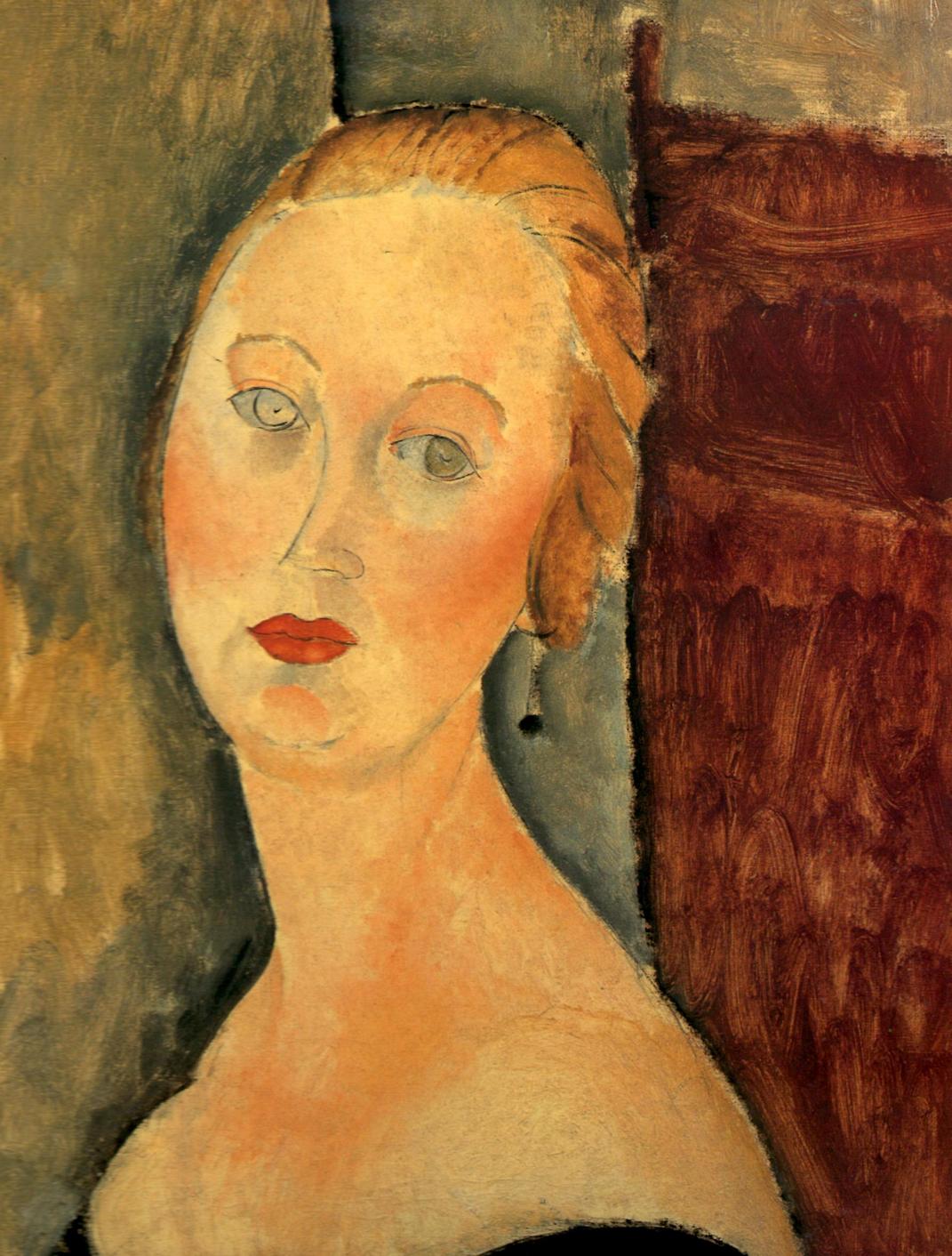 Germaine Survage with Earrings, vintage artwork by Amedeo Modigliani, 12x8" (A4) Poster