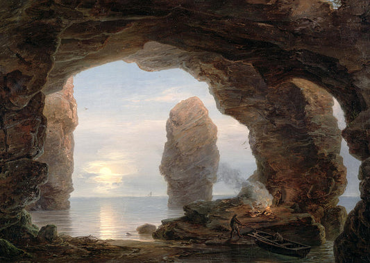 Fisherman in a Grotto, Helgoland, vintage artwork by Christian Morgenstern, A3 (16x12") Poster Print